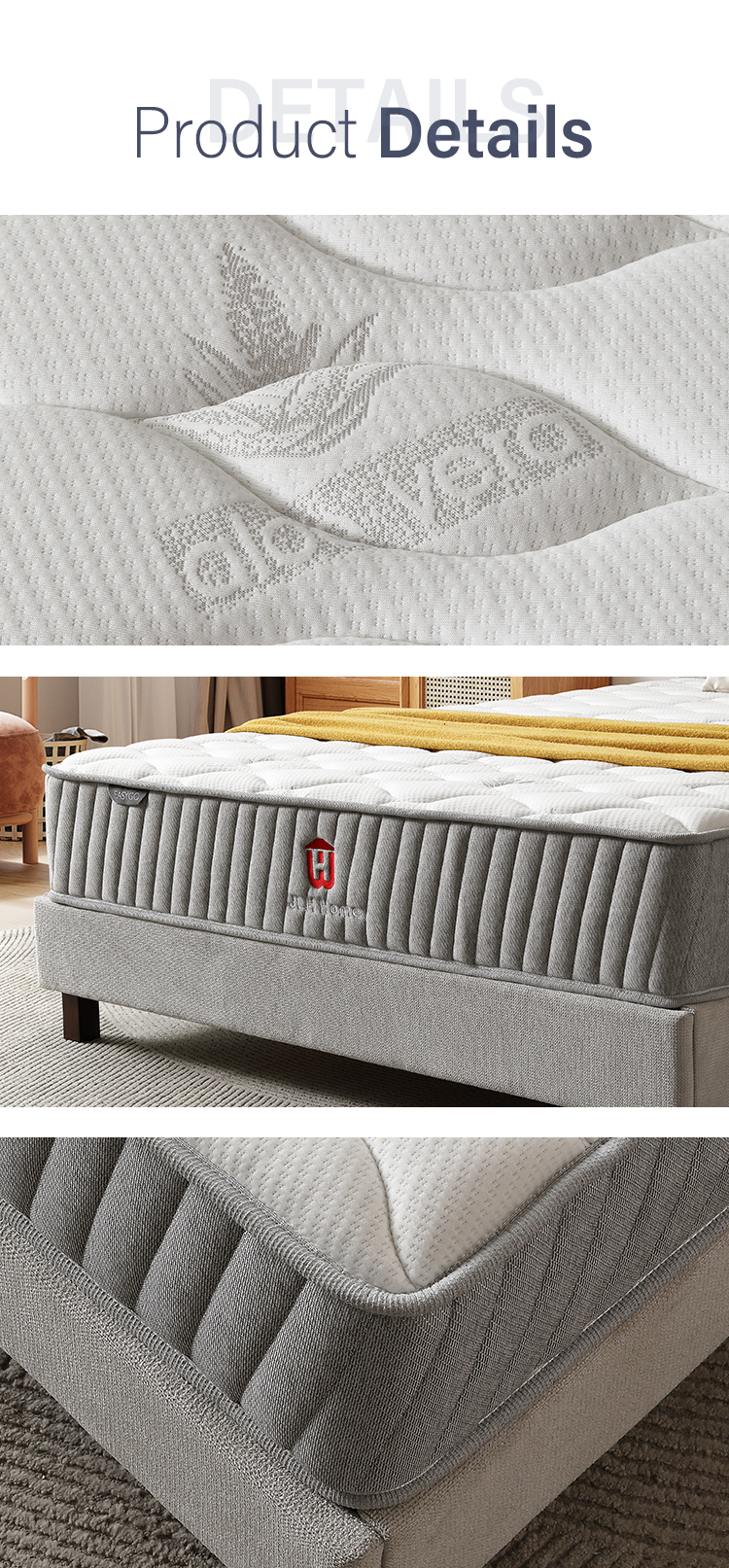 JLH Mattress - Высококачественный трикотажный материал цена FOB гостиничный пружинный матрас 21PB-39 плотный верх матрасы с карманными пружинами 23