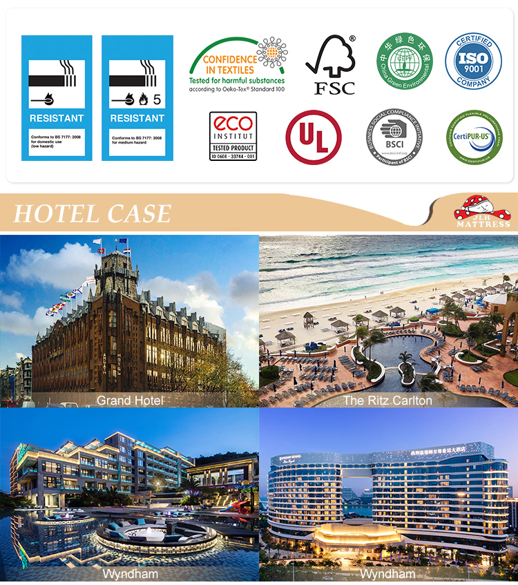 Hot selling 12inch customized luxury hotel mattress size latex gel memory foam pocket spring mattress manufacturer 22