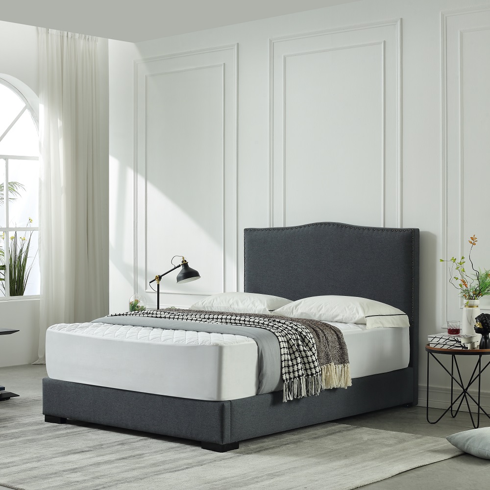 MB3639ZT solid wood frame latest design hotel grey color upholstered bed frame manufacturers From China | JLH Mattress 8