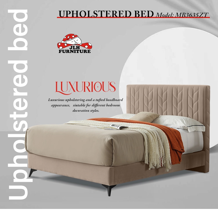 Melhor MB3635ZT | Cama estofada de hotel minimalista em formato de folha 2022 para adulto, cor chá-leite JLH Mattress Fornecedor 1