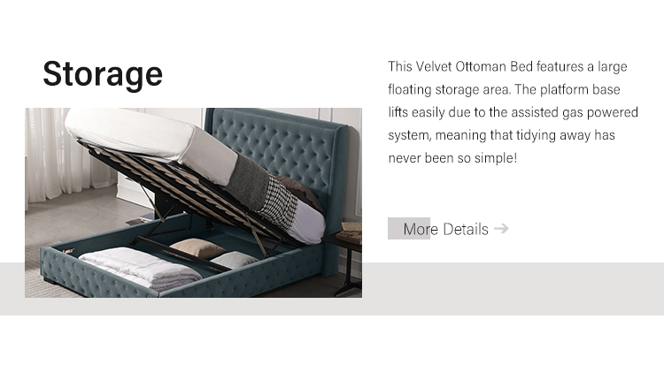 MB3616ZT Storage Design Tufted Ottoman Hotel Bed Base Button Headboard with Wingback and Pneumatic Rod 11