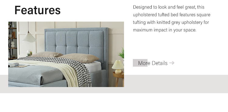 Quality MB3610ZT Wholesale modern tufted bed queen size blue headboard Upholstered Linen Platform Bed Frame Manufacturer 9