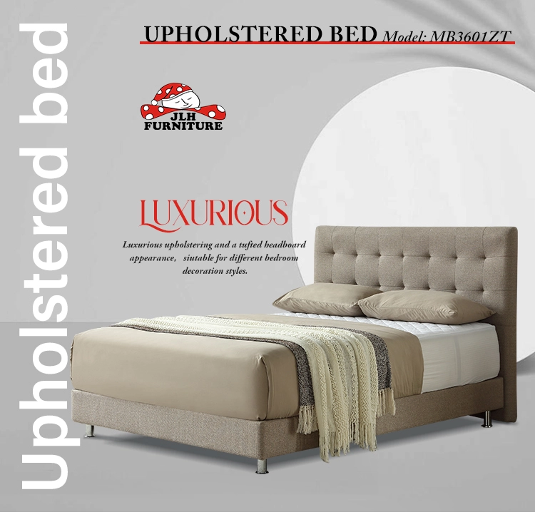 MB3601ZT | Modern tufted Design Cotton Fabric hotel upholstered bed for middle end market Light Cream color Supplier 1
