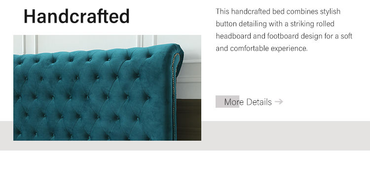 MB3566ZT Luxury Button Design Velvet Fabric upholstered Castello Bed for middle high end market 9