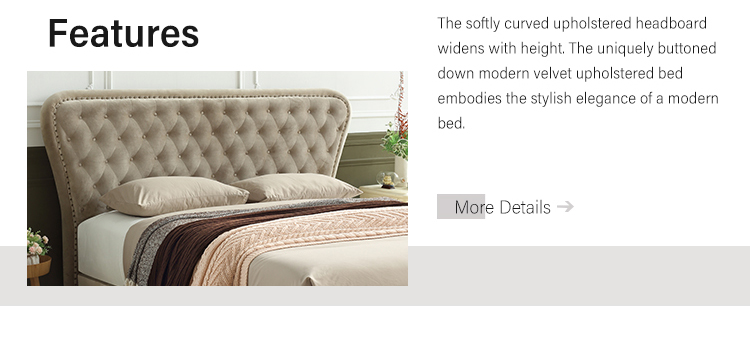 Best MB3565ZT Royal Luxury Button Cream Velvet upholstered bed for high end market Factory Price - JLH Mattress 9