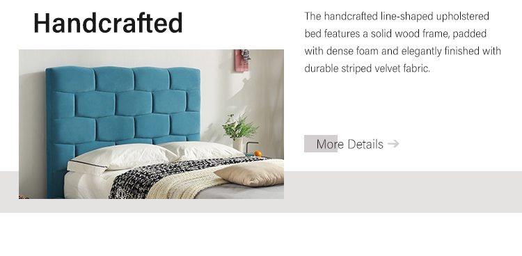 MB3562ZT Minimalist brick cube shape hotel upholstered bed for adult Light Blue Supplier manufacturers | JLH Mattress 9