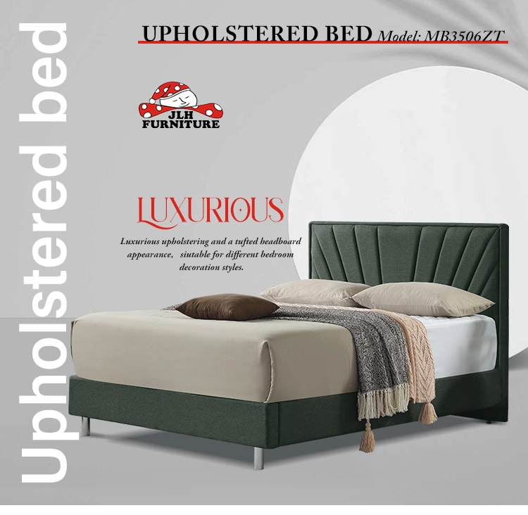 Professional MB3506ZT Minimalist Line-shaped hotel upholstered soft bed for adult drak green manufacturers 1