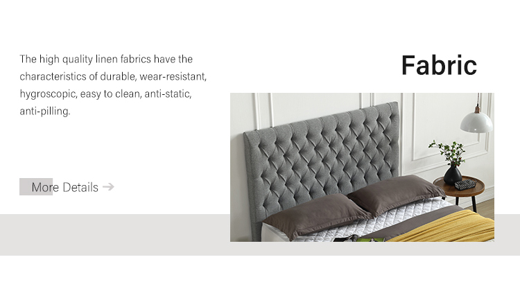 China Factory wholesale MB3385ZT grey fabric tall tufted headboard full hotel bed base manufacturers - JLH Mattress 9