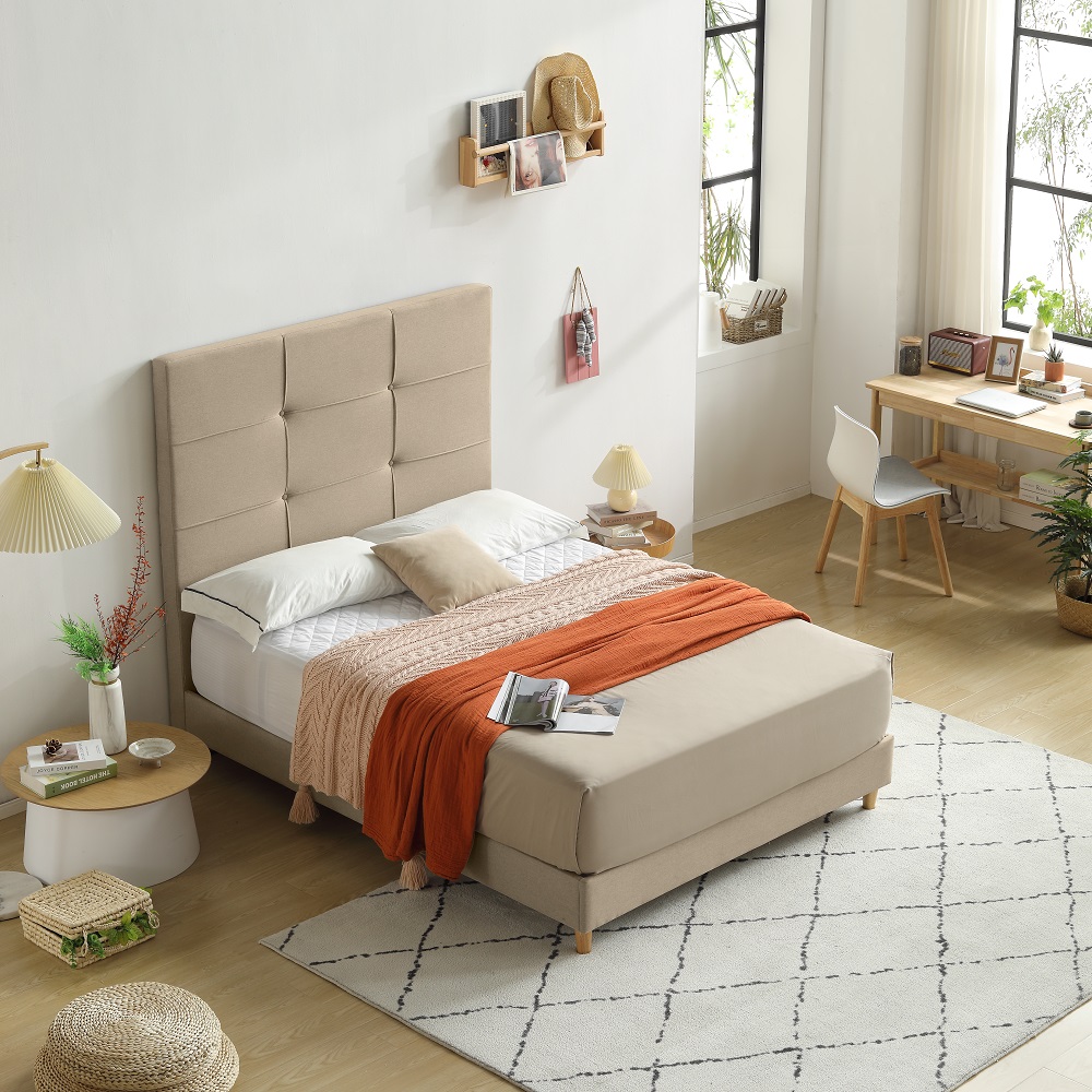 Best Quality MB3356ZT 2022 Cream Hand-turfted cotton fabric upholstered hotel bed with affordable price factory soft bed 7