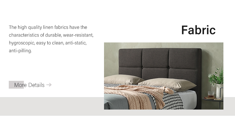 MB3301ZT Wholesale modern bedroom furniture upholstered hotel bed slat wooden bed frame with high headboard 10