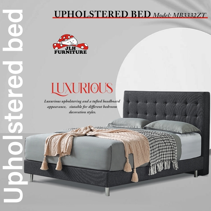 Atacado MB3332ZT | Cama estofada de hotel em tecido de linho com design clássico para mercado de ponta, cor preta com bom preço 1