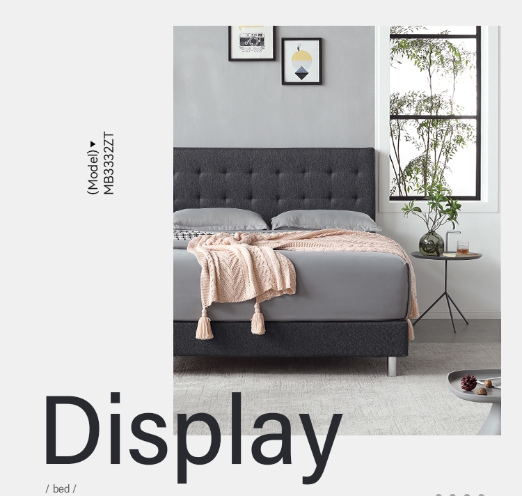 Wholesale MB3332ZT | Classic Design Linen Fabric hotel upholstered bed for high end market Black color with good price 8