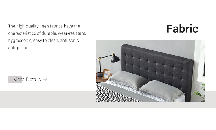 Wholesale MB3332ZT | Classic Design Linen Fabric hotel upholstered bed for high end market Black color with good price 10