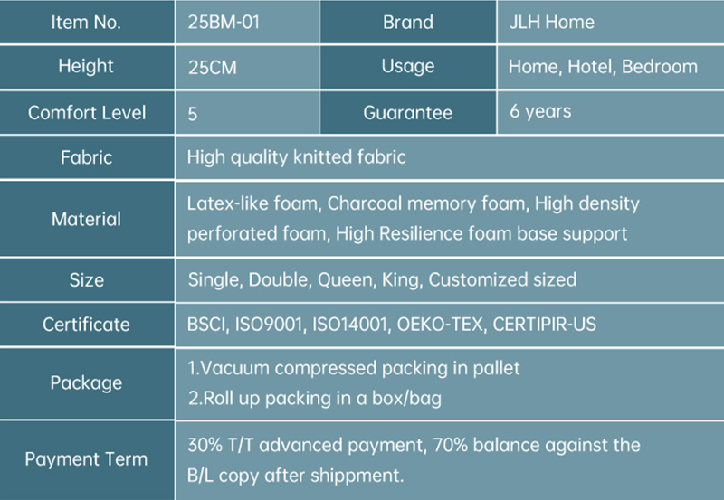 25BM-01 Best Valued Charcoal Memory Foam Mattress For Adult 10inch 19