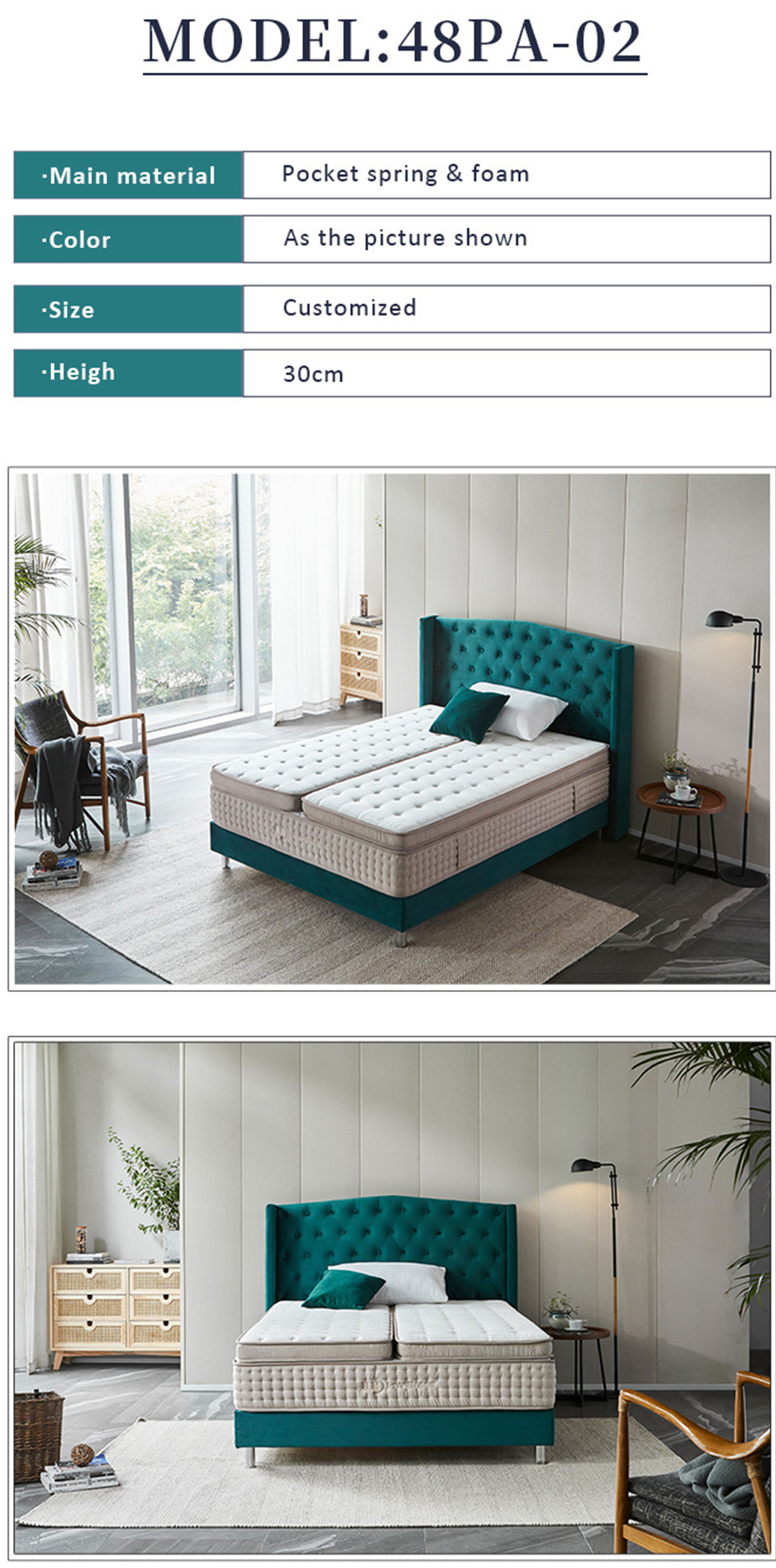 48PA-02  Hot Sale Different Soft Firmness Feeling Spring Mattress For Couple 8