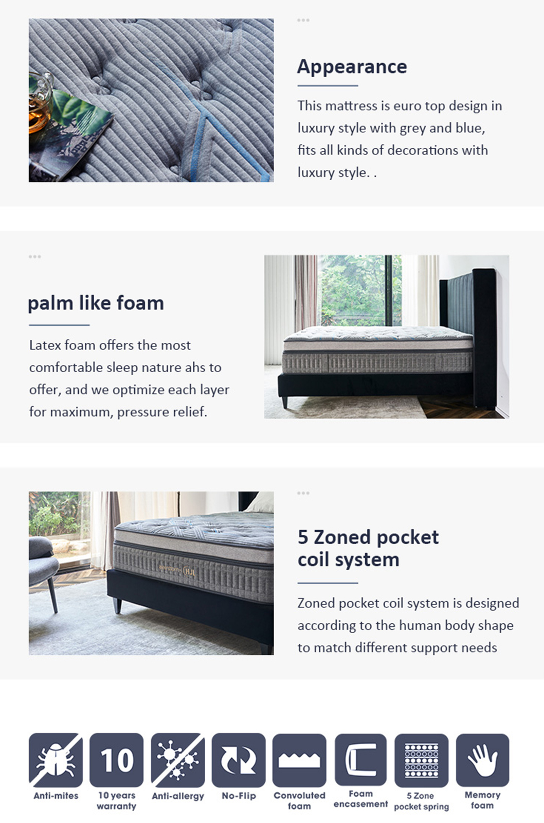 47AA-19  Breathable Home Furniture Bedroom Two layer Mini Pocket Spring Mattress For Adult 10