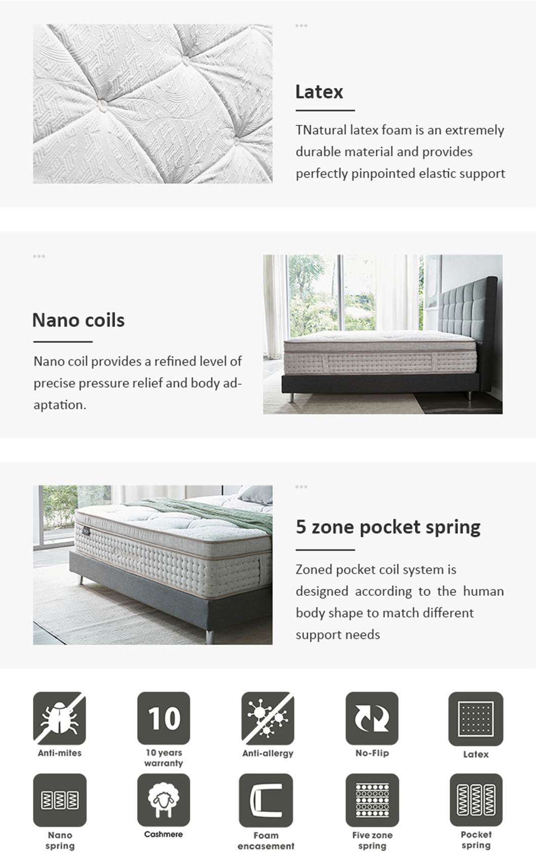 34PD-12  Luxury Design With 100% Hand Tufted Design Hand Made Pocket Spring Mattress For Adult 10