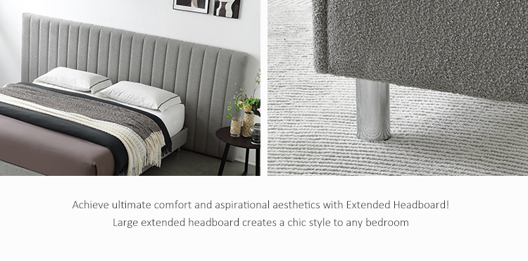 MB3656ZT Berlin bed Modern Upholstered Platform Bed with Channel Extended Headboard 4