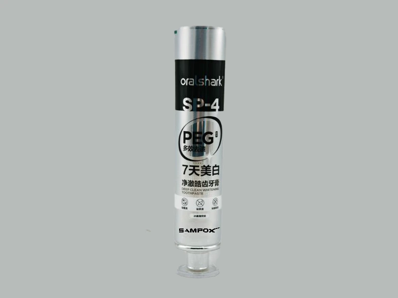 Zahnpastatube aus Aluminium-Kunststoff mit Metallic-Finish und Schraubverschluss aus Acryl 1