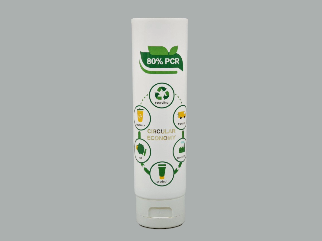 80% PCR White Eco Tube with Flip Top for Sustainable Beauty 1