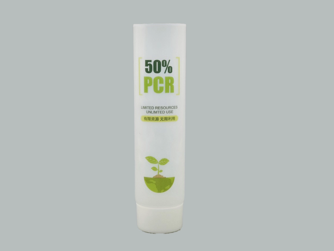 50% PCR Eco Friendly Squeeze Tube D35mm 100ml Transparent Matte White Cap 1