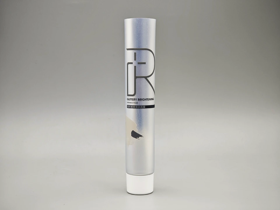 Aluminum Plastic Mask Tube Silver Offset Print White Twist Cap Round Packaging 1