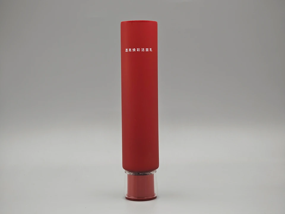 Matte Red Facial Cleanser Tube Acrylic Twist Cap Round Design 1