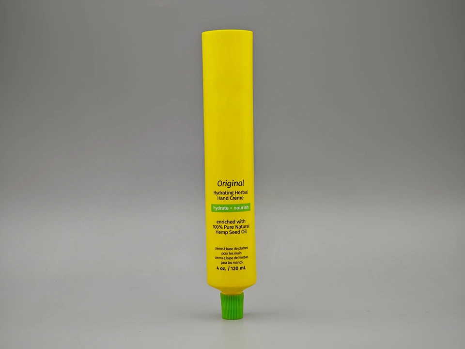 Slim Hand Cream Tube Yellow Green Twist Cap Round Packaging 1