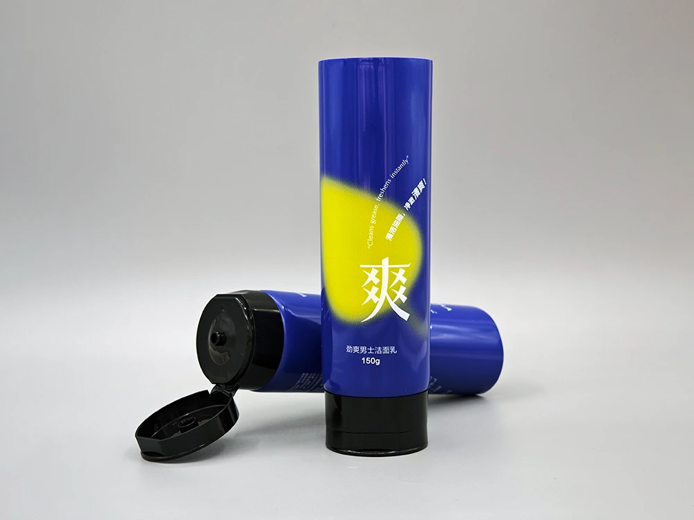Tube d'emballage de lavage du visage pour nettoyage en profondeur avec finition brillante bleue et plafond 150g 1