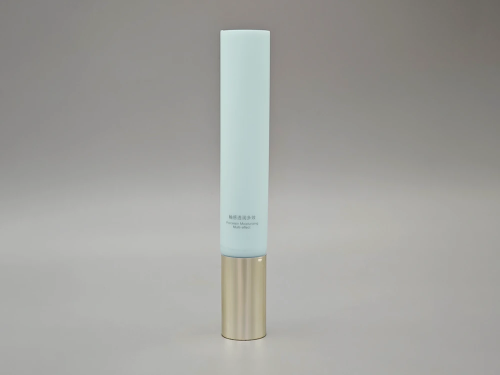Lotion Tube With Gold Pump Dispenser Matte Blue PE Body And Printing 25ml 1
