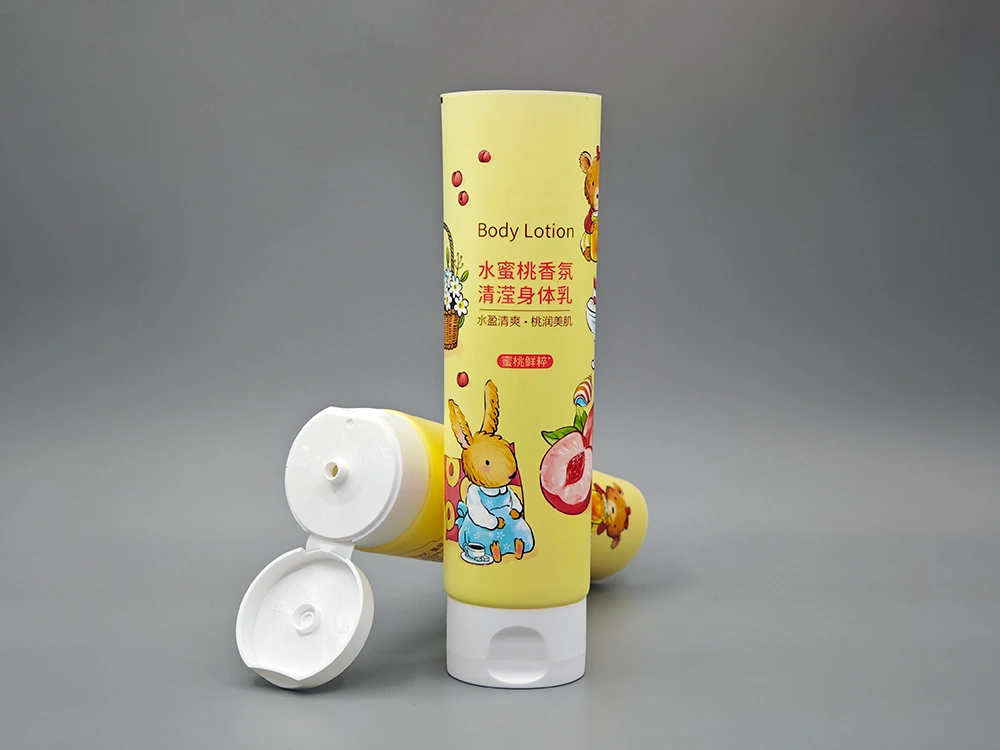 Tubo de loción corporal con PBL todo el cuerpo de plástico y amarillo laminado de cuerpo y gota 200g 1