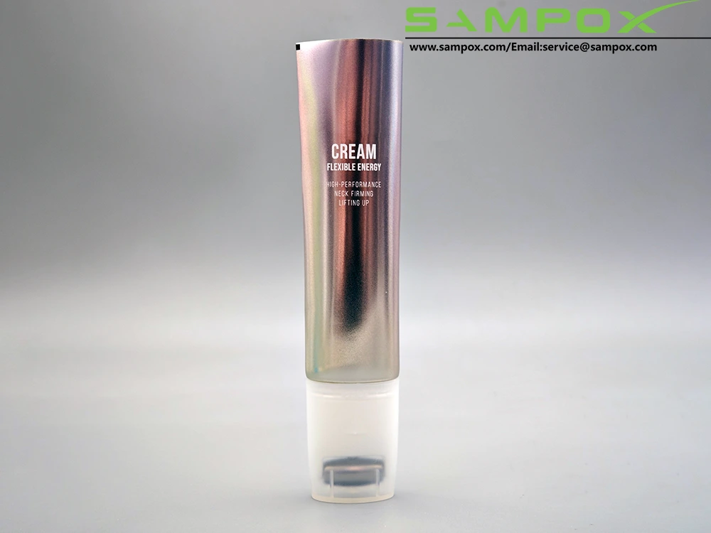 หลอดครีมอลูมิเนียมไล่เฉดสีเงินพร้อมหัวนวดลูกกลิ้ง D30 มม. 1