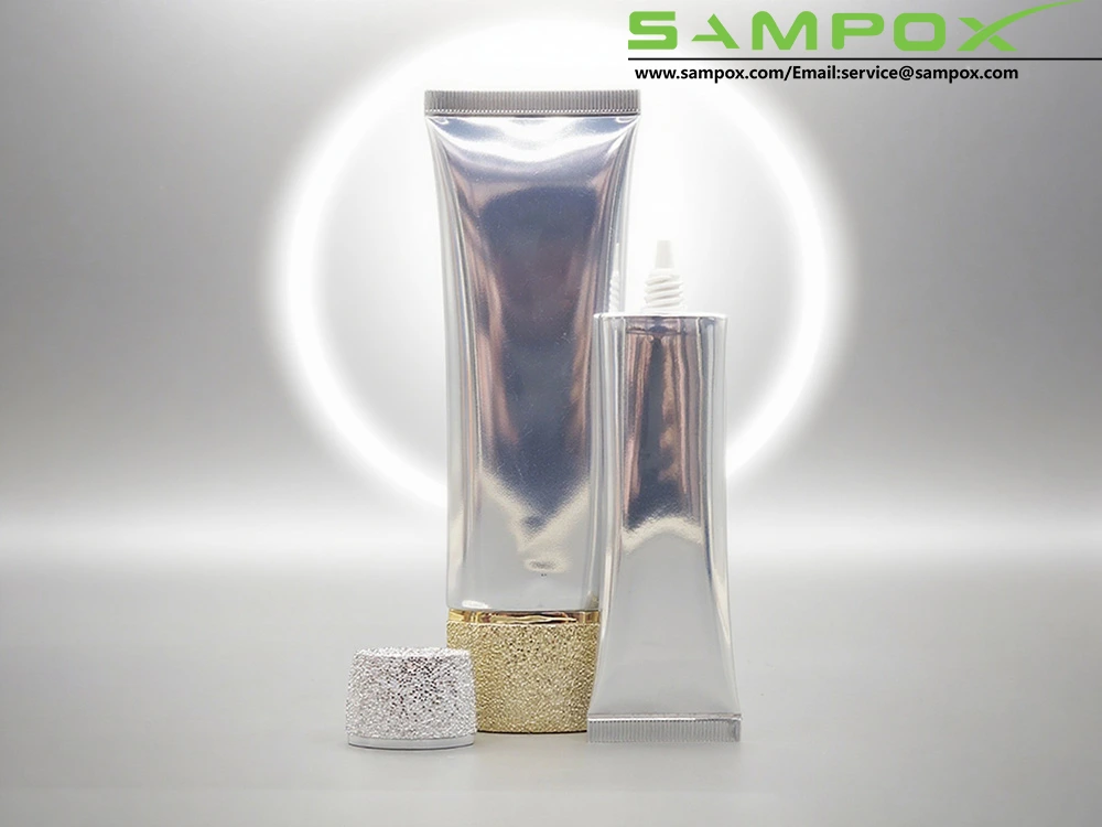 Silver Aluminum Plastic Tube With Gold Silver Glossy Cap D30mm 1