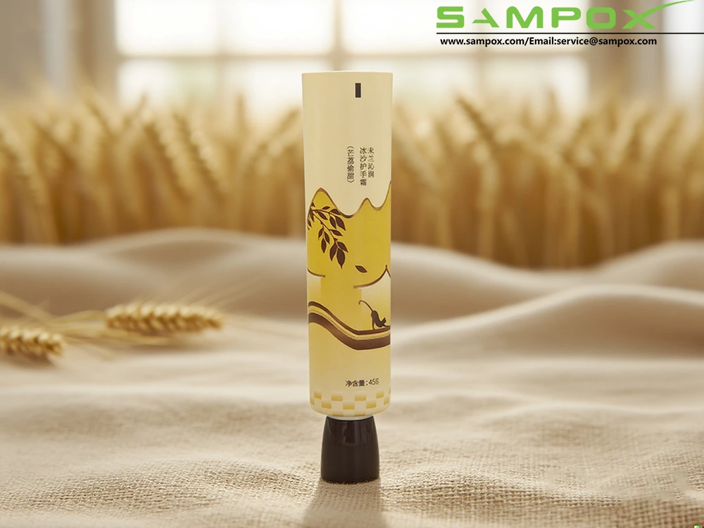 Beige Aluminum-Plastic Hand Cream Tube with Nozzle Cap D30mm 1