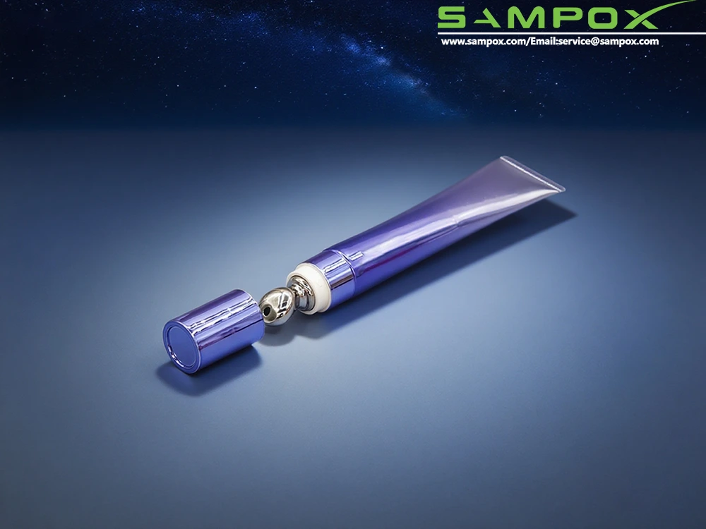 Gradient Purple Aluminum Plastic Eye Cream Tube with Alloy Tip D19mm 1