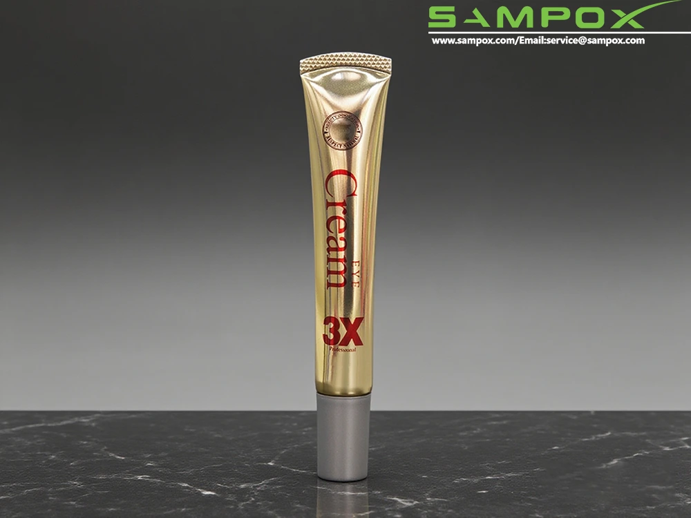 Gold Aluminum Plastic Eye Cream Tube with Matte Cap D19mm 1