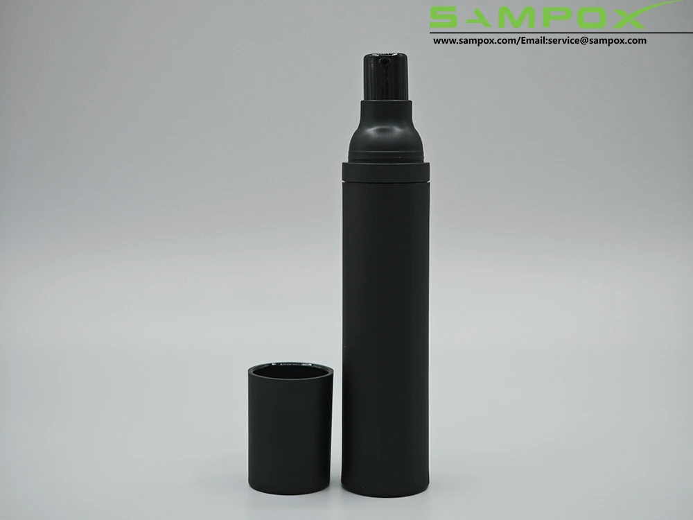 ขวดโลชั่น PP สีดำด้านพร้อมปั๊มโลชั่นแบบไร้อากาศ 50 มล. D31 มม. 1