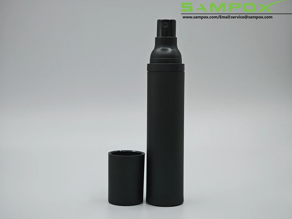 ขวดสเปรย์ PP สีดำด้านพร้อมปั๊มสเปรย์แบบไร้อากาศ 50 มล. D31 มม. 1