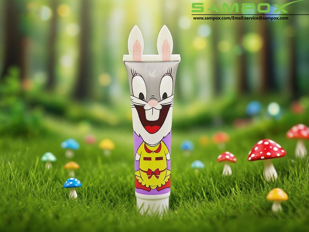 PE Cosmetic Tube with Bunny Ears Shaped End and Cartoon Print 1