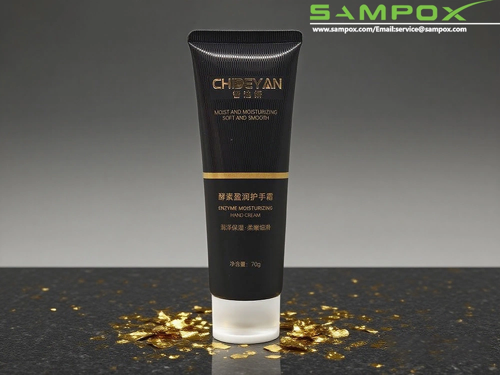 Hand Cream Tube with Black Body and Gold Foil Printing 70g 1