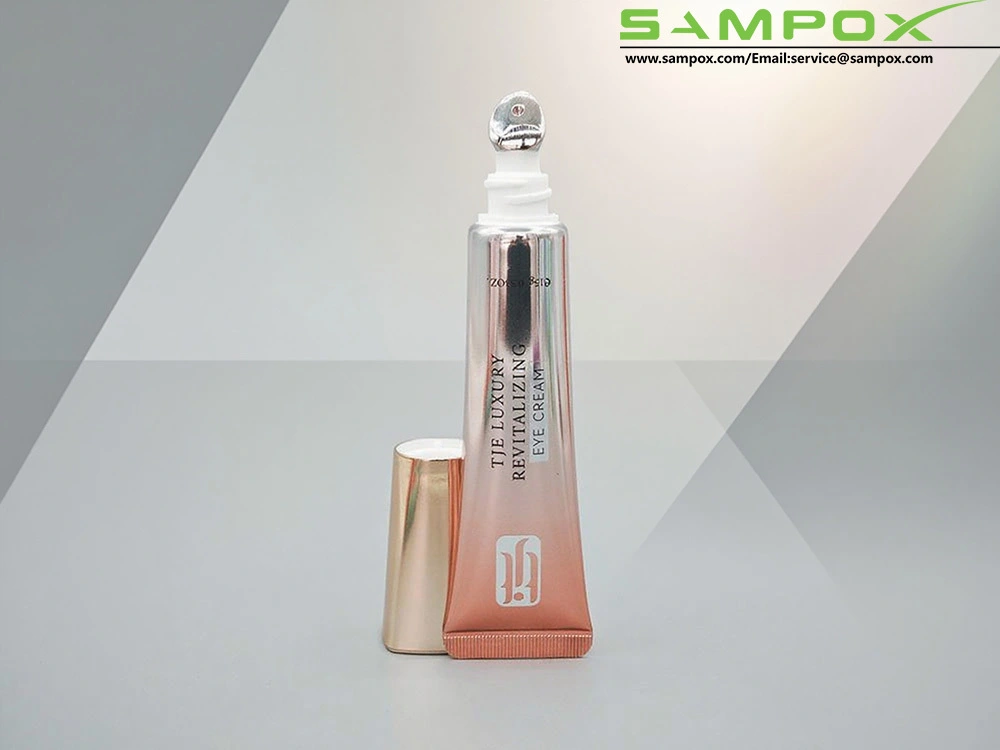 أنبوب كريم للعين بتدرج من اللون الذهبي الوردي إلى الفضي مع غطاء مطلي بالذهب وطرف من سبيكة معدنية 15 مل 1