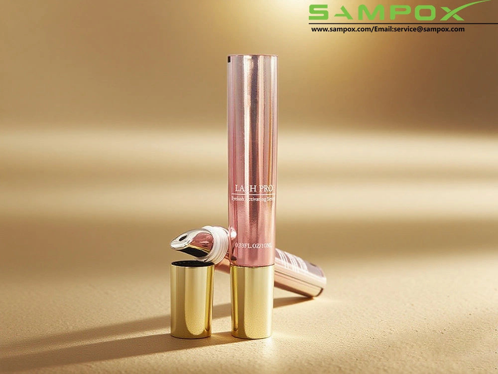 أنبوب جل حواجب وردي لامع مع غطاء مطلي بالذهب 16 مم 1