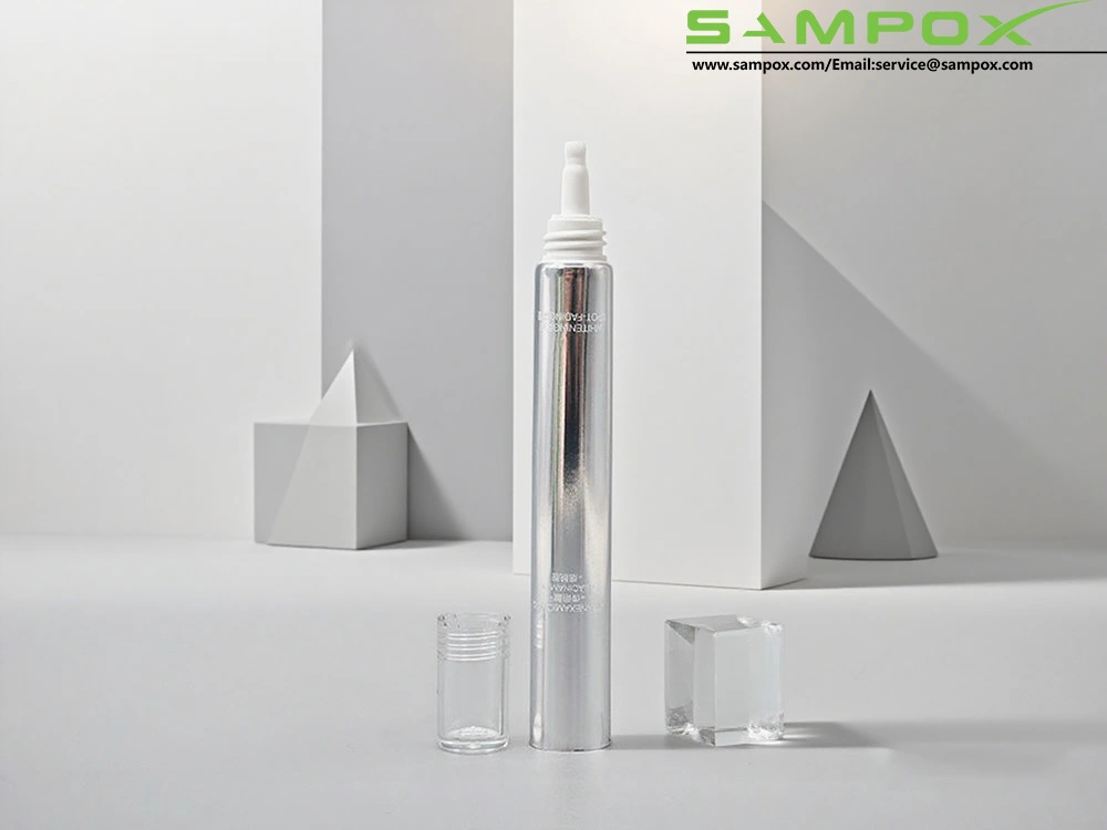 Tube d'essence argentée brillante avec compte-gouttes blanc 20 ml 1