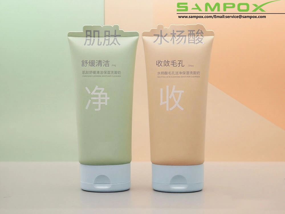 Tubka z płynem do mycia twarzy 150 g, 35 mm – płaska konstrukcja z tłoczeniem na gorąco i unikalnym zamknięciem na końcu 1