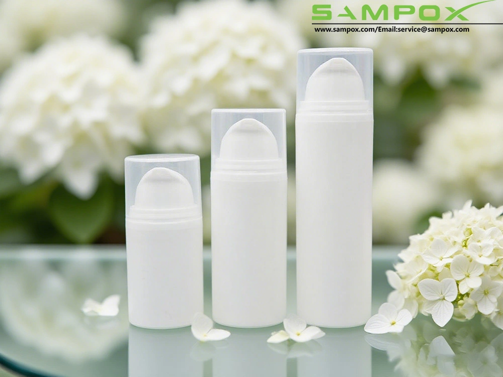 White PP Airless Lotion Bottle with Dust Cover, 15ml/30ml/50ml 1