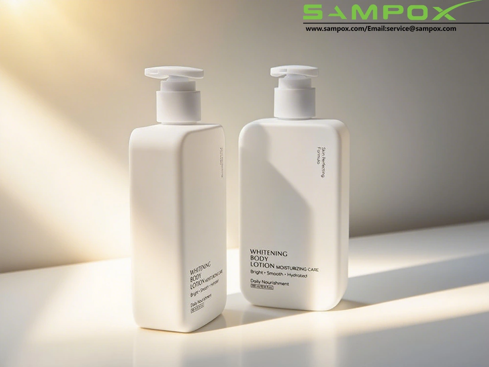 White PET Square Lotion Bottle with Long Stem Pump, 300ml 1