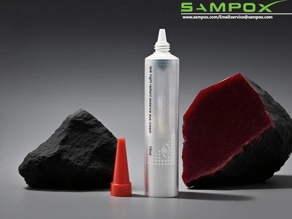 Silberne ABL-Augencreme-Tube mit Präzisionsdüse und rotem Verschluss, 15 ml, 22 mm 1