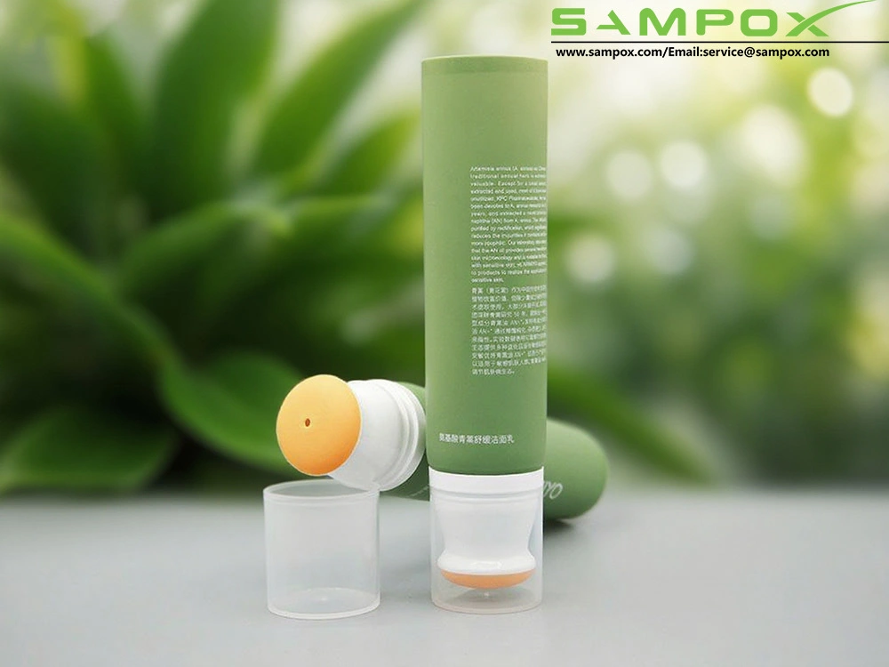 Tube en PE vert avec applicateur à tête champignon et couvercle transparent, 50 g, 35 mm 1