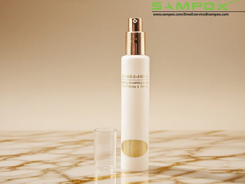 Złota pompka bezpowietrzna z PE, tubka z płynem do płukania ust, z przezroczystą nakrętką przeciwpyłową, 50 ml/30 mm 1