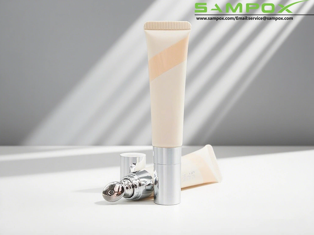 Beige PE Eye Serum Tube with Cooling Silver Alloy Tip 12ml/19mm 1